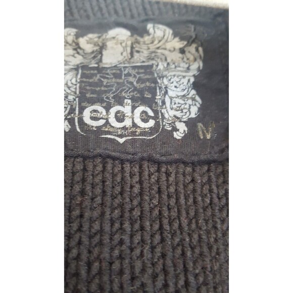 EDC by Esprit crop Cardigan Black Bulky Cotton Cabled, Hooded, size Medium - Picture 10 of 12